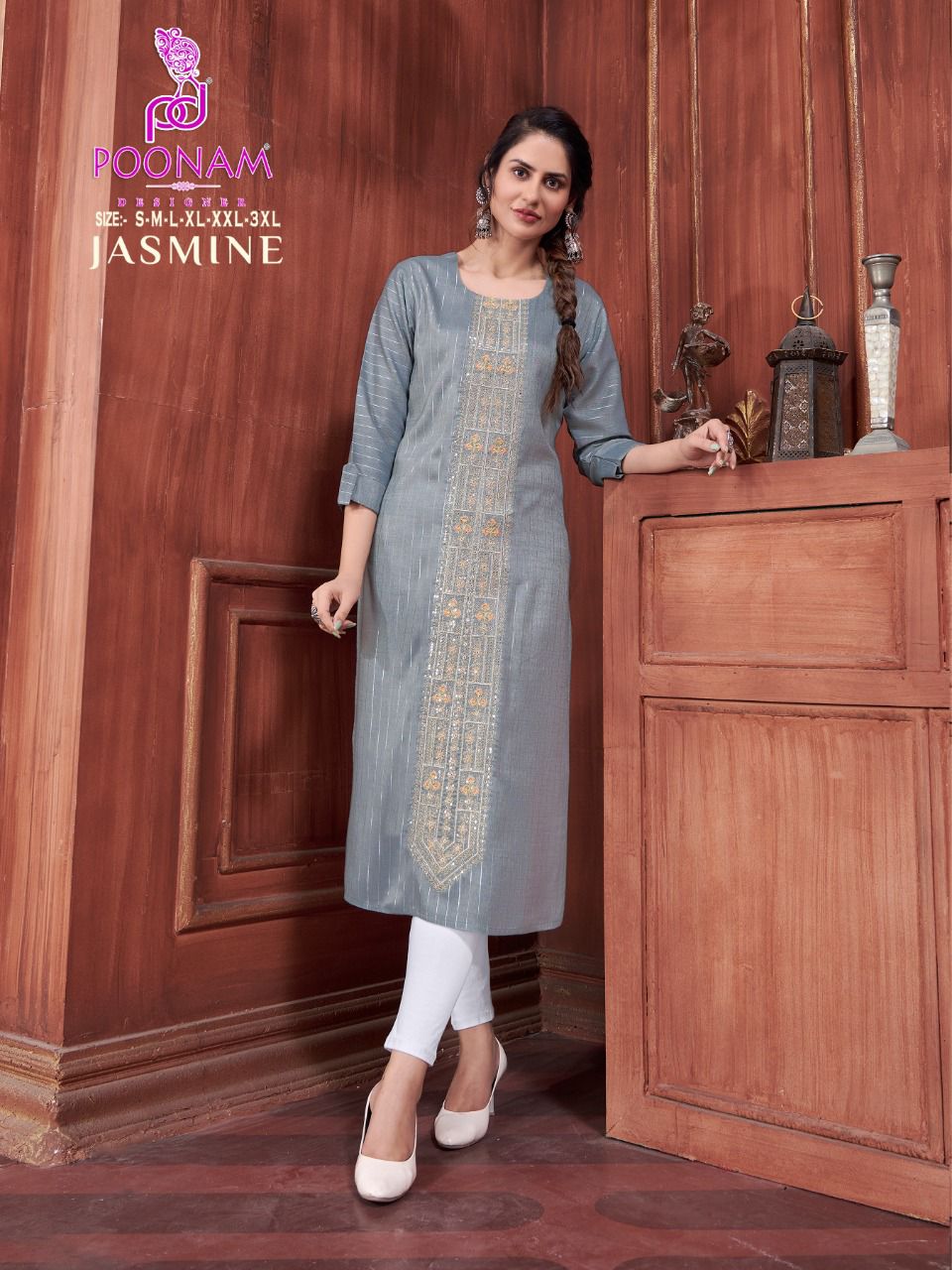 Poonam Jasmine Fancy Designer Ethnic Wear Embroidery Kurti Collection